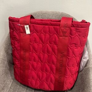 Victoria's Secret Red Quilted Tote Bag